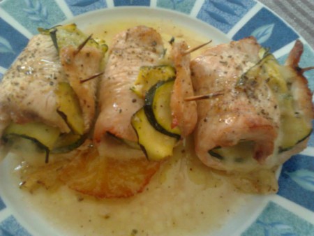 Involtini di vitella ripieni di zucchine e brie